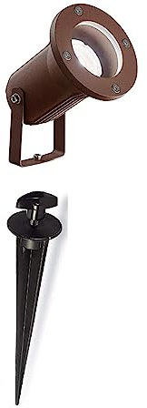 MAZZOLA LUCE Faretto con picchetto per esterno giardino alluminio marrone corten ip65 impermeabile gu10 led orientabile