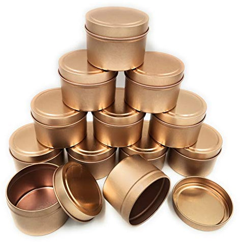 Candle Tins for Making Candles, Candle Making Kits Include 12 Pack 8 Oz Empty Candle Jars with Lids, 50 Cotton Wicks, 40 Wick Stickers, 4 Wick Holders, DIY Candle Craft Gift Set (Rose Gold, 12PCS)