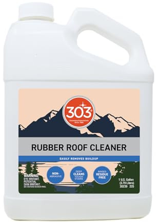 303 Products RV Rubber Roof Cleaner, Removes Dirt & Build-Up on EPDM & TPO Roofs, Safe for Campers, Motorhomes & Pop-Ups, Will Not Harm Solar Panels, 1 Gallon