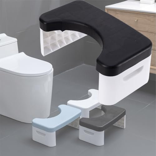 Sgabello pieghevole per WC, 17,8 cm, sgabello da bagno pieghevole, per tutte le età, sgabello da seduta per postura, colore: nero