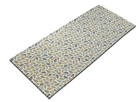 ABAKUHAUS Blätter Yoga-Mattenhandtuch, Herbst Pastellfarben Blatt, rutschfeste schweißabsorbierende Yoga Pilates Workout Pad Abdeckung, 64 cm x 178 cm, Ivory Multicolor