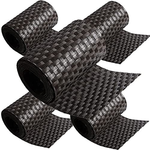 5 x Poly-Rattan Sichtschutzstreifen für Doppelstabzaun Doppelstab Matten Flechtzaun 19|255 cm Dunkelbraun