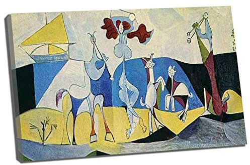 Htt-Kup-Rpp Pablo Picasso,1946 La joie de vivre,Bilder Leinwand Küche Wandbilder Wohnzimmer für Schlafzimmer Dekoration Wohnung Home Deko Kunstdruck fertig zum Aufhängen（55x83cm） 22x33inch,Gerahmt