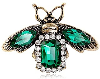 Broche abeille en strass doré pour homme et femme,Tendance,Vintage,Oxyde de zirconium vert émeraude,Broche animal,Accessoires de robe délicate,Bijoux boutonnière, Métal, Zircon cubique
