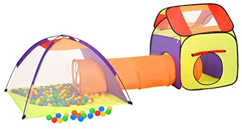 vidaXL Spielzelt mit 250 Bällen Mehrfarbig 338x123x111 cm, Spielzelt mit Bällen, Spielhütte, Zelt mit Bällen, Spielhaus, Zelt, Kinder Spielzeug