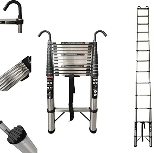Telescopic Ladder,16.5FT(5M) Stainless Steel Telescoping Ladder,Multifunctional Non-Slip and Stable Hook Portable Extension Ladder,Maximum Load 150kg/330lbs,Household and Outdoor Use