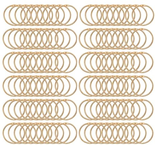 100 Pièces Anneaux de Livre 25 mm, Anneaux de Reliure en Métal, Connecteurs à Feuilles Mobiles, Porte-clés pour Album Photo Scrapbook,Bureau, l'école et la Famille (Or)