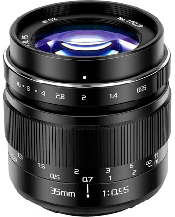 JINTU 35mm f/0,95 große Blende Kompaktes Kameraobjektiv APS-C für Sony E Mount, NEX-Anschluss, für Sony A6600 A6000 A6300 A6400 A6500 NEX-3 NEX-5T A7R A7III A7S A7C A7IV