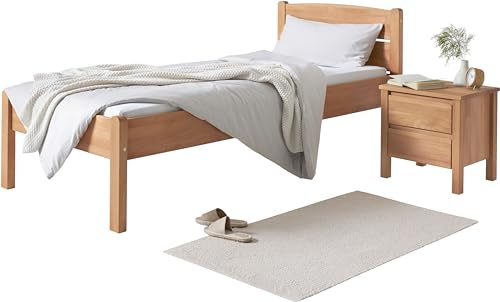 TaBoLe Massivholzbett Einzelbett Komfortbett Seniorenbett 90x200 Komforthöhe Kernbuche