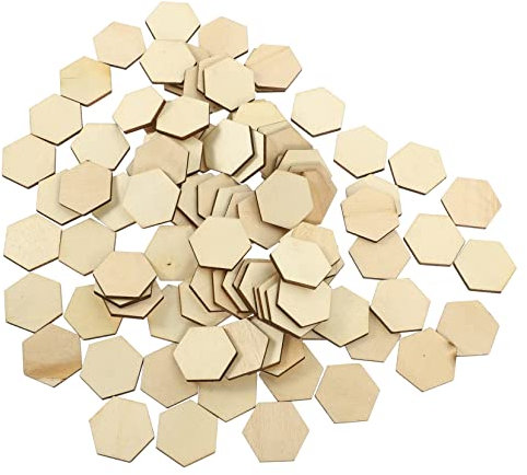SEWACC 100stücke Unbehandelte Holzhexagone Für Projekte Sechseckige Holzscheiben Basteln Zubehör Für Handwerk Und Dekoration