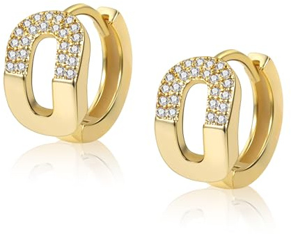 ALEXCRAFT 14K Vergoldete Silber 925 Ohrringe Klein Doppel Creolen für Damen