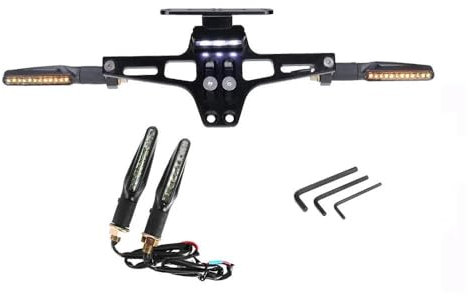KSHSAA Motorrad-Nummernschildhalterung Hinten Mit Blinker Für K&T&M Du&ke 200 Alle Baujahre Motorrad(Schwarz 1)