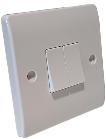 2 Gang Light Switch, White, Stylish and Robust, Curved Edge