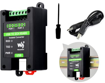 USB to RS485 Adapter, Industrial Grade USB to 2CH RS485 Isolated Converter Onboard Original FT2232HL Chip, Supports Win11/10/8.1/8/7, MacOS, Linux, Android, Multiple Protection, Safe and Stable