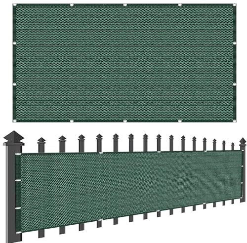 Balkon Sichtschutz Balkonabdeckung 60 x 280 cm HDPE Gewebe, Uv-Schutz, Wetterfest Balkonverkleidung Sichtschutz Meterware mit Kabelbinder für Gartenzaun Balkonzaun, Dunkelgrün