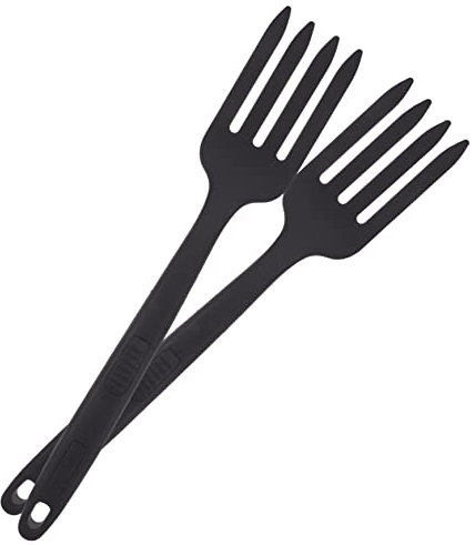 Ciieeo Lot De 2 Fourchettes Multifonction En Silicone Antiadhésif Noir, Poignée Ergonomique Résistante à L'usure, Fourchettes Cuisine Légères Pour Pâtes, Spaghetti, Usage Familial Et Restauration