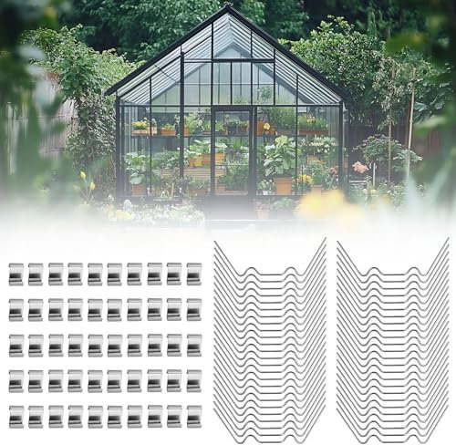 100Pcs Greenhouse Glass Clips, 50Pcs Greenhouses Glazing W Wire Clips and 50Pcs Greenhouses Glazing Z Clips, Greenhouse Clips, Green House Glasses Clips for Green House Glass Panes