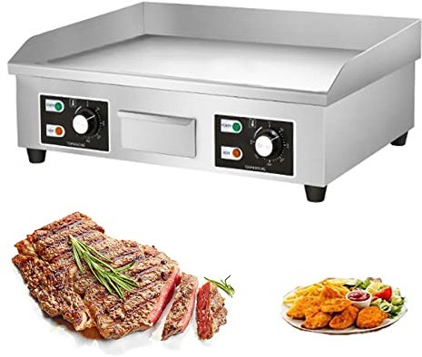 Plancha eléctrica comercial, parrilla para barbacoa de cocina, plancha eléctrica de acero inoxidable, placa calefactora antiadherente para encimera, parrilla para barbacoa comercial, dos quemadores