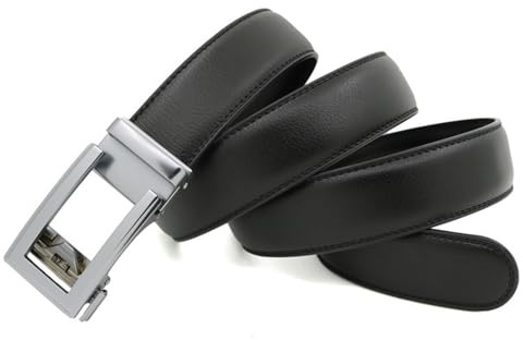 Canarea Gürtel Herren Leder Schlicht Ratsche Automatik-Gürtel, Mode Ledergürtel Leder-Gürtel Auto-Schnalle für Männer Jeansgürtel Business Anzug Canvas 35mm Breit