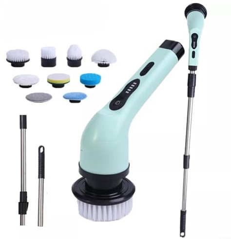Electric Spin Scrubber, 9-in-1 Electric Cleaning Brush Set With LED Display, Powerful Motor For Home Car Kitchen Bathroom Floor Furniture Scrubbing