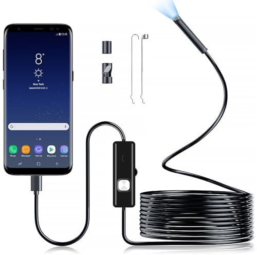 Gatphy Endoscope Inspection Camera 2M, 3 In1 USB Rigid Snake Camera with 8 Adjustable LED Light IP67 Waterproof Borescope Inspection Cameras for Smartphone/PC/Laptop/Computer Android IOS (Hard Cable)