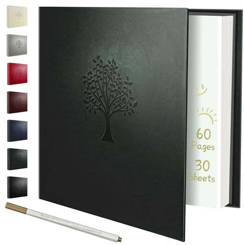Rdylymx Large Photo Album Self Adhesive Scrapbook Album for 5x3 6x4 7x5 10x8 Pictures,60 Pages Leather Cover DIY Photo Book,Ideal Gifts for Family Travel Wedding Baby(Dark Green)