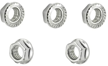 Dadi flangiati esagonali M12 x 1,75/12 mm in acciaio inox seghettati M12-1,75 (5 pezzi)