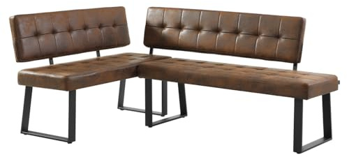 B&D home® Eckbank AKA – Esszimmerbank mit Lehne, beidseitig montierbar (Links/rechts), Kaltschaum-Polsterung, platzsparend, für Esszimmer, Küche & Flur, ca. 196 x 120 cm