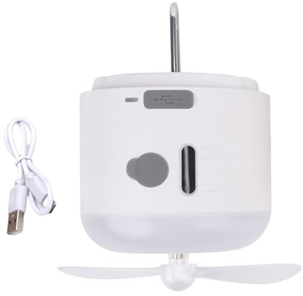 Ventilador de luz de camping 4 en 1 con carga USB con gancho y luz LED para uso al aire libre, tienda de campaña, techo, dormitorio, ventilador con LED