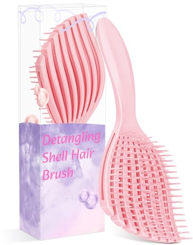 Euqvunn Lockenbürste, Haarbürste mit Flexiblen Borsten, Entwirrbürste für Nasses und Trockenes Haar, Volumen Bürste, Sanft zum Haar, Rosa