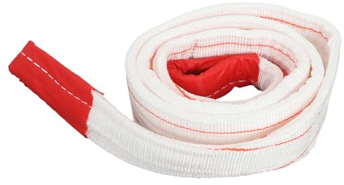 KOMBIUDA White Flat Lifting Sling Strap Heavy Duty Tow Strap with Reinforced Webbing Abrasion-resistant Surface Industrial Grade for Engine Hoist and Trailer Towing