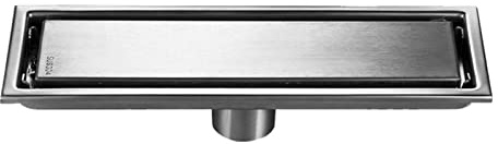 Scarico a pavimento invisibile for piastrelle for doccia, canale in acciaio inossidabile 304, bagno, drenaggio lungo, camera quadrata, scarico a pavimento LF66010 1 pezzo(Lf66010-8x58cm Side)