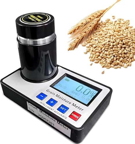 Misuratore Di Umidità per Cereali, Misuratore Di Umidità per Cereali Ad Alta Precisione Con Temperatura, Misuratore Di Umidità Portatile per Semi per 19 Cereali, Tra Cui Grano, Soia, Caffè E Altri