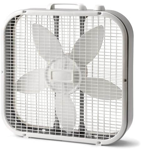 Classic 22.5-Inch Box Fan, 3-Speed Settings with Weather-Resistant Motor for Indoor and Outdoor Use, Quiet Operation, White, New