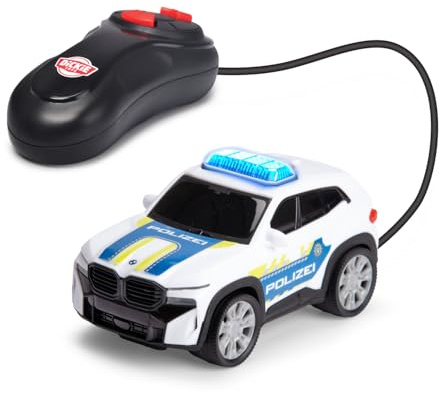 Dickie Toys – BMW XM Police Racer 1:36 13 cm, ferngesteuertes Polizeiauto für Kinder ab 3 Jahren, Kabel Fernsteuerung, Licht, vorwärts gerade rückwärts Kurve, Try Me Funktion, deutsche Version