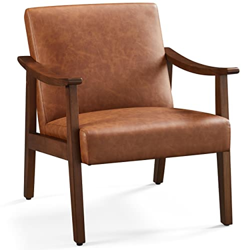 Yaheetech Loungesessel Retro Relaxsessel Polsterstuhl Fernsehsessel Lesesessel Einzelsofa bis 136 kg Belastbar für Wohnzimmer/Empfangsraum/Heimkino/Schlafzimmer Braun