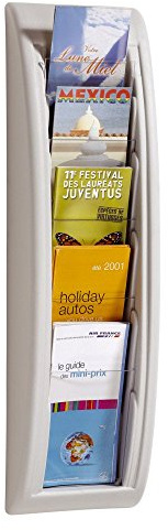 PAPERFLOW Support prospectus mural 18 x 65 x 9,5 cm 5 x A6 compartiments Gris