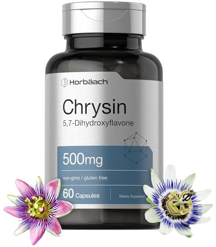 Horbäach Chrysin Supplement | 500mg | 60 Capsules | Passion Flower Extract | Non-GMO, Gluten Free Supplement
