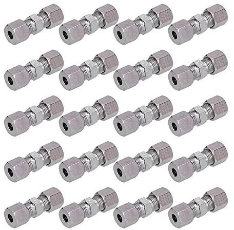 Gewinde Bremsleitungsfittings Sortiment, 20 Stück 35 Mm/1,38 Zoll Schnellkupplung Doppelschneiden Kein Bördeln Zur Reparatur von 4,75 Mm/0,19 Zoll Bremsleitung