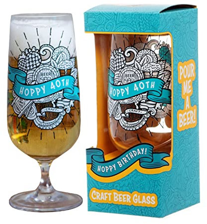 Boxer Gifts Vaso de cerveza artesanal de 40 cumpleaños, regalo único para él