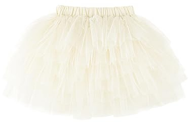 Enfant Fille Tutu à Échelons Princesse Jupe Courte Mini de Ballet Avec Ceinture Élastique Accessoire de Déguisement Basic - Beige Blanc Taille du Fabricant 110