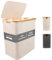 Wäschekorb 150L Faltbar mit Deckel und 2 Fächern – Wäschesammler Bambus-Stoff Beige – Wäschebox, Wäschetruhe, Wäschebehälter, Wäschetrenner für Bad, Schlafzimmer & Waschküche