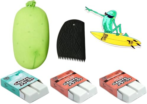 Kata Skateboarding Pickle Wax Remover & Sticky Bumps Wax Combo (1 Base Coat, 2 Soft Top Warm Tropical Wax)