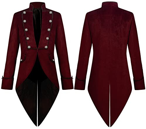 AGYMNX Steam Punk, giacca da uomo in velluto gotico frack steampunk, cappotto da passeggio medievale, uniforme vittoriana, lunga smoking per uomini, Halloween, carnevale, feste, cosplay, Colore: