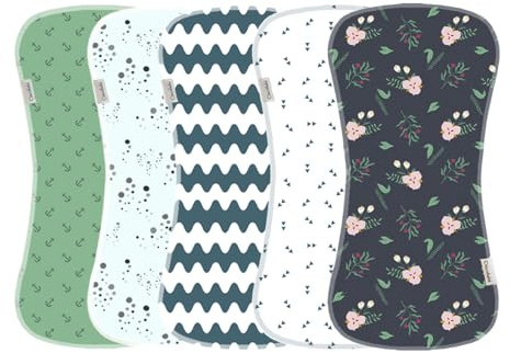 Muselinas Bebe Algodon 47x22cm | Pack de 5 Paños Orgánicos para Bebes Recien Nacidos, Lactancia, Toalla, Manta | Ultra Suaves, Súper Absorbentes y Delicados con la Piel Recién Nacidos | Aventura Azul
