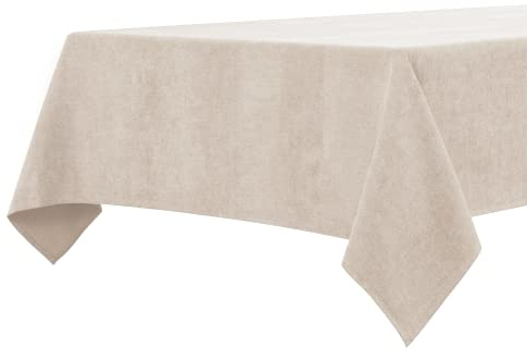 BALCONY & FALCON Weihnachten, Thanksgiving, Neujahr Tischdecke rechteckig wasserabweisend Tischtücher leicht samtig Tischwäsche für Küche, Restaurant, Café, Garten 140 × 240 cm, Beige