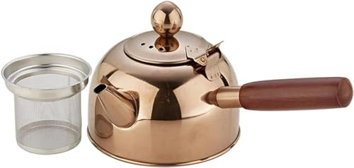 Electric Kettles for Boiling Water 680ML Stainless Steel Tea Kettle Wooden Side Handle Tea Pot Make Coffee Pot Boiling Kettle Suitable for All Stoves to Boil Water for Coffee and Tea (Steel Color)