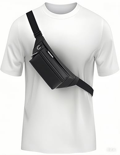 Lidxfeo Wasserdichtes Crossbody Bag, Diebstahlsichere Umhängetasche, Leichte Chest Brusttasche, Ergonomie Sling-Rucksack, Multi-Pocket Bauchtasche für Wandern, Reisen, Radfahren, Joggen (Schwarz)
