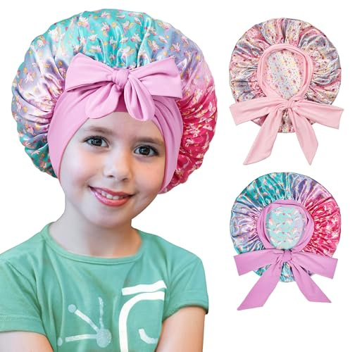 CHarmeFleur 2 Unidades de Gorros de satén de Seda para Dormir para bebés y niñas