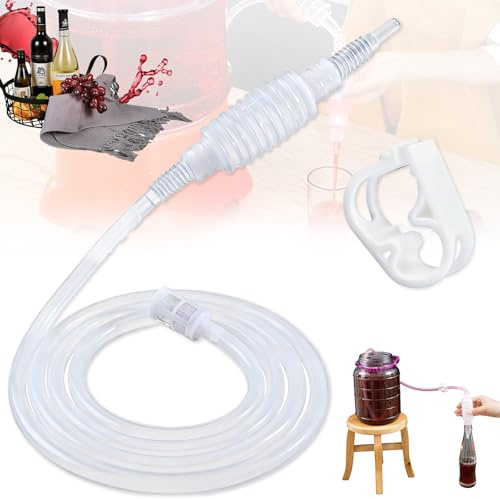 Mount Kumgang Sifón para Cerveza y Vino, Filtro De Sifón De Mano, 2,5m Tubos De Sifón Brew Silicona, Manguera Sifón para Fermentación Vino, para Vino, Cerveza,con Tapón Agua y Cabezal Filtrante
